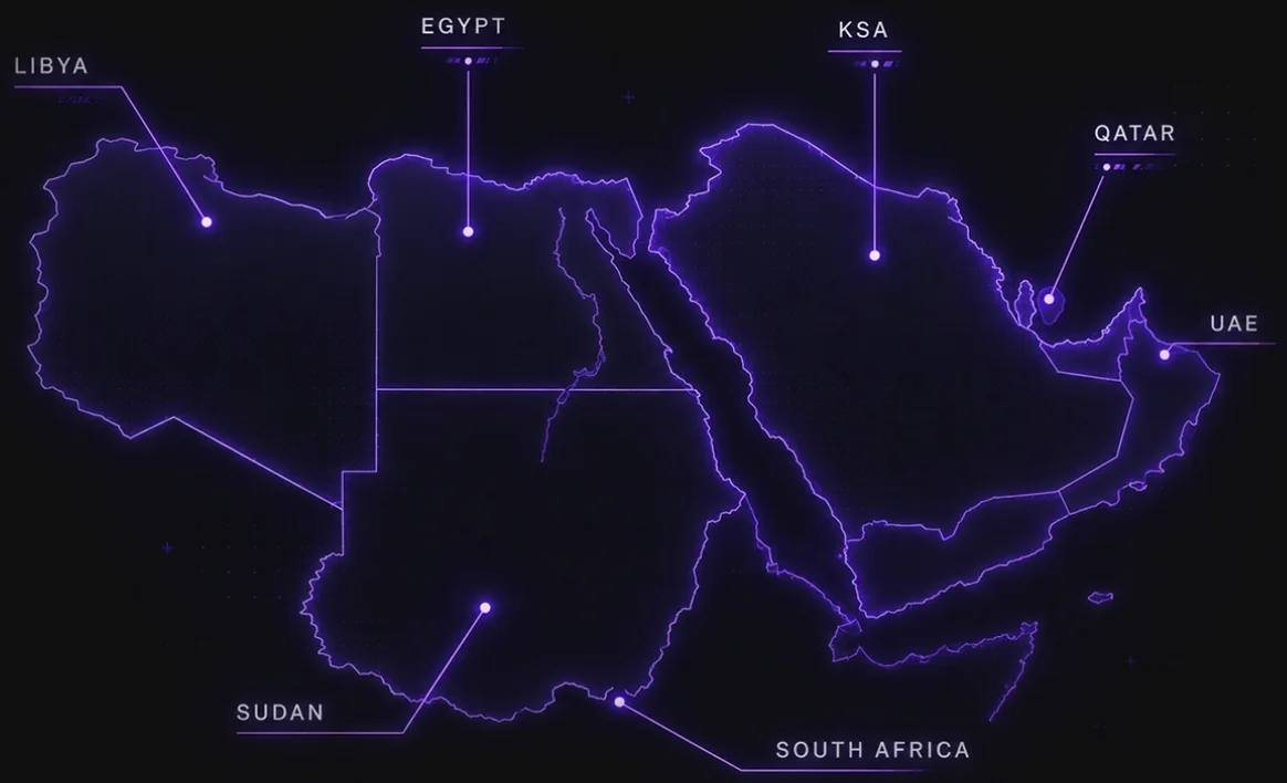 خريطة الأسواق التي تعمل فيها GO في الشرق الأوسط وشمال أفريقيا